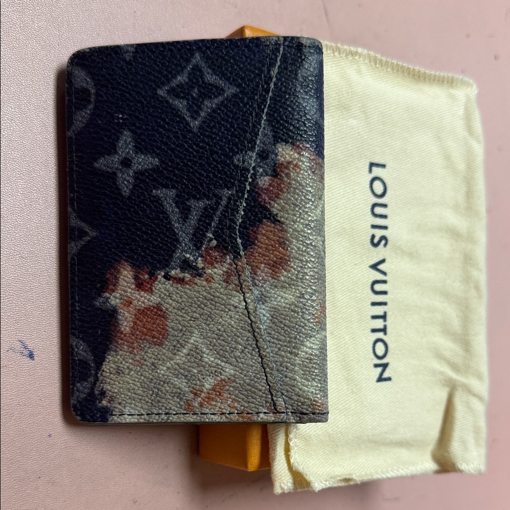Louis Vuitton Black Monogram Card Holder with Brown Accents
